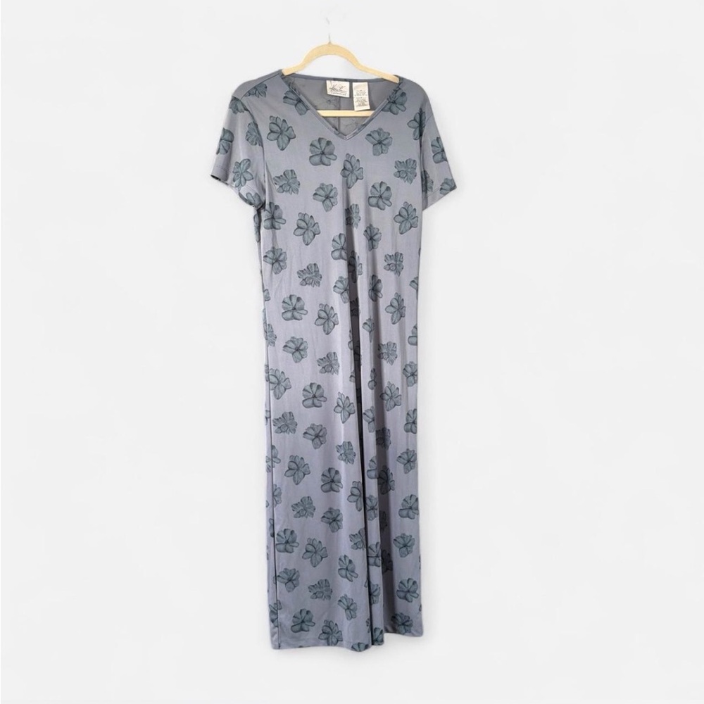 Kathie Lee Collection Gray Floral Maxi Dress